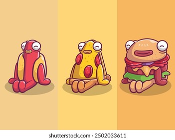 collection of illustrations about food sitting