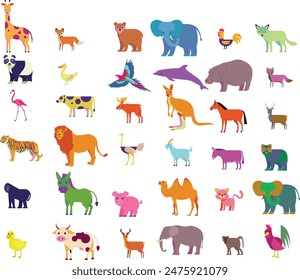 collection of illustrations of animal designs packaged in beautiful colors