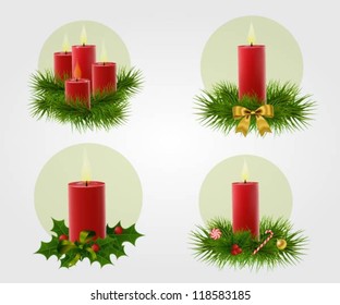 Collection of illustrations with candles