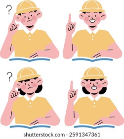 A collection of illustrations of children studying