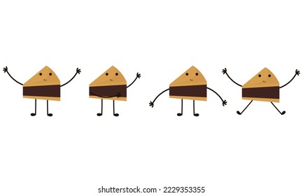 a collection of illustrations of chocolate cakes with cheerful faces on a white background