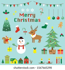 A collection of illustrations of Christmas materials.