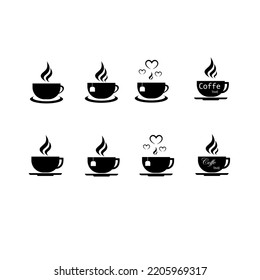 Colección de ilustraciones de tazas para té y café. Plantillas y contornos.