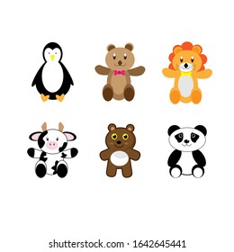 a collection of illustrations of cute stuffed animals can be used for various design purposes
