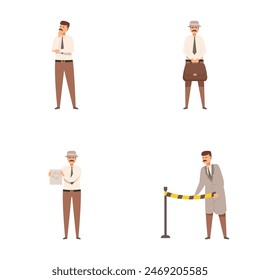 Collection of illustrations depicting a businessman in different scenarios and actions