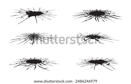 Collection of illustrations destroyed cracked floor