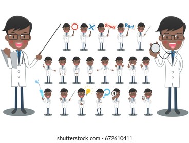 Collection of illustrations of the doctor in a white robe