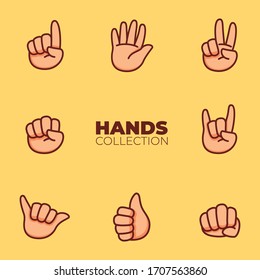 Collection of illustrations of hands in different gestures