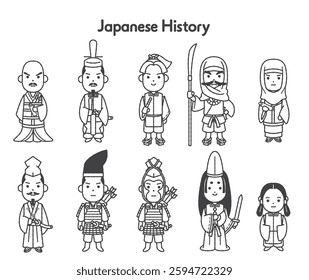 A collection of illustrations of historical figures from the Kamakura period in Japan