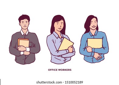 a collection of illustrations of office workers