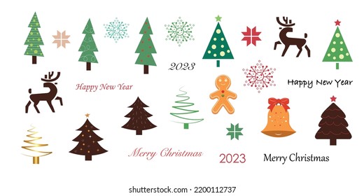 A collection of illustrations on the theme of New Year and Christmas.