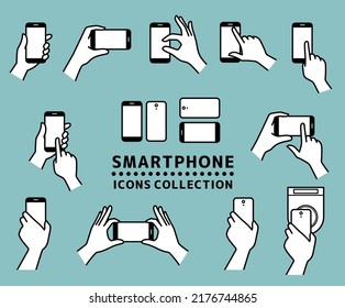 Una colección de ilustraciones que utilizan un smartphone.