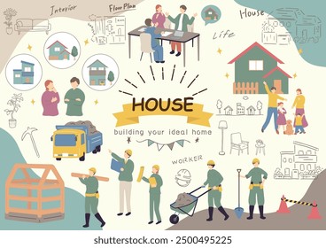 collection of illustrations related to home construction