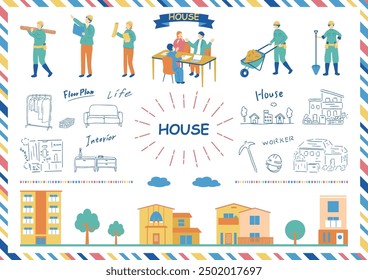 collection of illustrations related to home construction