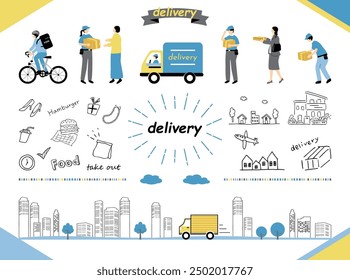 collection of illustrations related to logistics