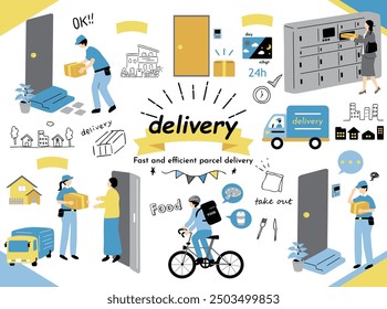 collection of illustrations related to logistics