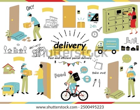 collection of illustrations related to logistics