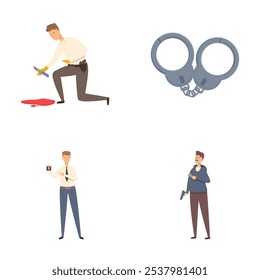 Collection of illustrations showing men in various professional situations and poses