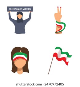 Collection of illustrations showing solidarity with iranian women's rights movement