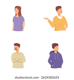 Collection of illustrations showing varied individuals and their distinct emotional expressions