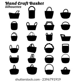 Colección de ilustraciones de siluetas de cesta de artesanía manual