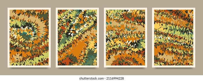 Collection of illustrations in the style of expressionism for decor, posters, banners. Vector.
