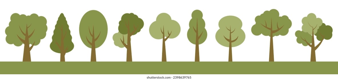 Colección de ilustraciones de árboles. Se puede usar para ilustrar cualquier tema de la naturaleza o estilo de vida saludable. EPS 10.