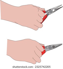 Colección de ilustraciones de diversos gestos de mano como limpieza y montaje, etc.