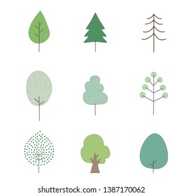 Collection of illustrations of various trees.