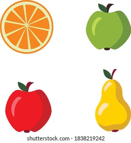 Collection of illustrations with vector fruits 
