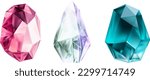 A collection of images of diamonds of various geometric shapes, colors and sizes.Glass shiny crystals with different shades reflecting light.Vector realistic set of glow gemstone or colorful ice.
