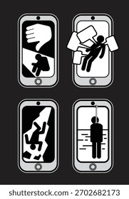 Una colección de Imágenes que ilustran los devastadores efectos del ciberacoso. Estas Imágenes describen varias formas de acoso y maltrato en línea