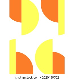 a collection of images of orange and yellow semi-circles facing each other