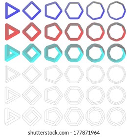 Collection of impossible Penrose polygons - vector version