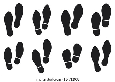 the collection of a imprint soles shoes (black vector trail foot)