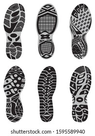 Collection of a imprint soles shoes vector illustration