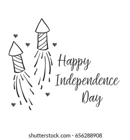 Collection independence day card hand draw