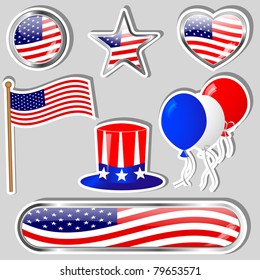 Collection of Independence day stickers. eps10. Vector.