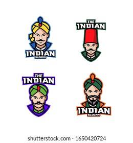 collection of Indian chef character logo icon design cartoon