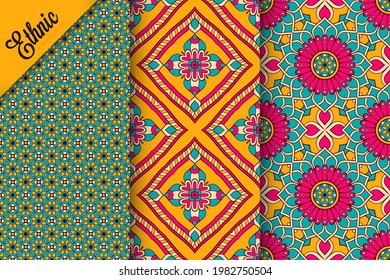 collection Indian patterns with ethnic elements