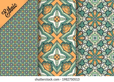 collection Indian patterns with ethnic elements