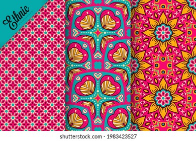 collection Indian patterns with ethnic elements