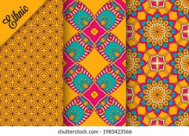 collection Indian patterns with ethnic elements