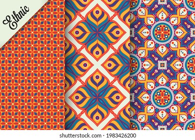 collection Indian patterns with ethnic elements