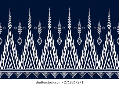 Una colección de patrones tribales índigo, patrones de bordado oriental, Conjuntos de patrón geométrico tribal, patrones de tela tribal sin costuras y Conjuntos de elementos de patrón tailandés para la moda y la impresión.