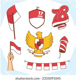 Collection of indonesia independence day elements design