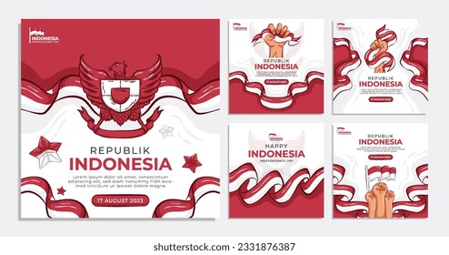 Collection of Indonesia Independence Day Social Media Flyer Banner Template