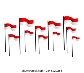 a collection of Indonesian red and white flags fluttering
