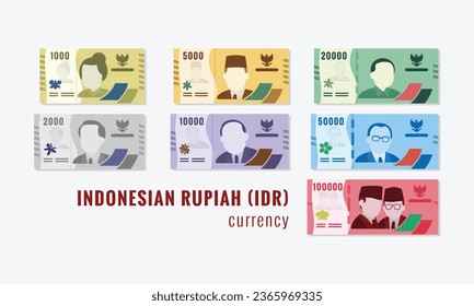 A collection of Indonesian Rupiah currency set