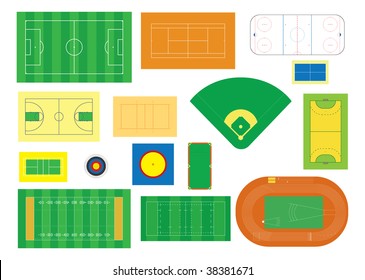 Collection of indoor and outdoor sports fields